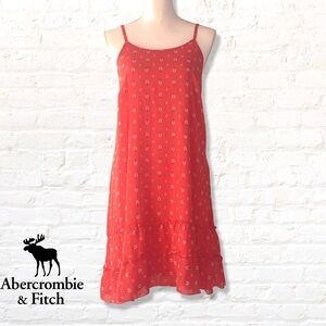 Abercrombie & Fitch Orange Red Chiffon Boho Mini Dress Size Large NWT